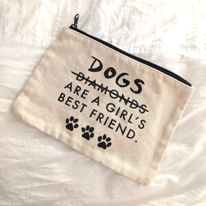 Mulberry & Grand Dogs Are a Girls Best Friend Natural Canvas Zip Pouch